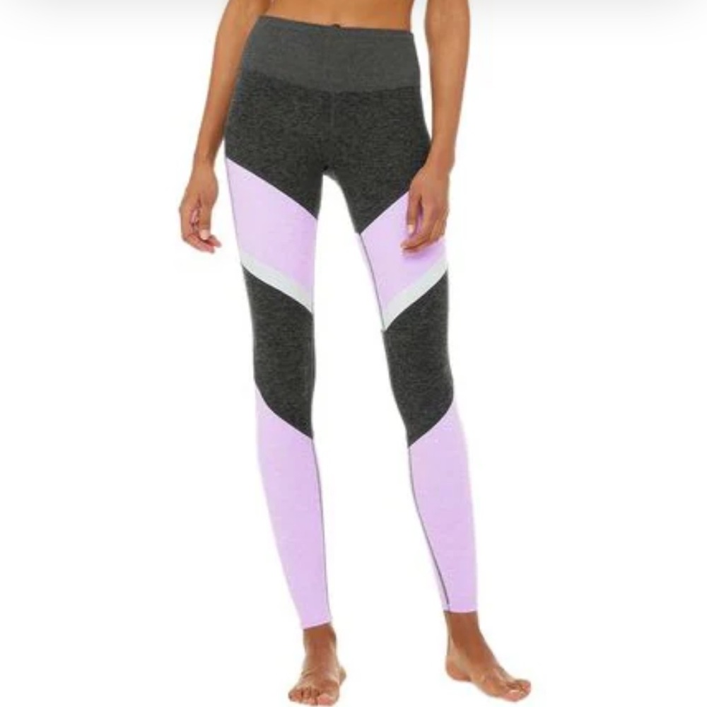 ALO YOGA Grey/Purple High-Waisted ALOSOFT Sheila Legging XS